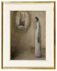 NOEL FEUERSTEIN (1904-1998) BELLE SCENE ANIMEE SYMBOLISTE VERS 1950 (66) - Foto 1 di 11