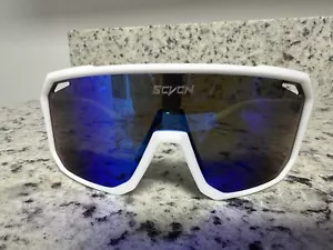Seven Brand Sunglasses Sport White Blue Sacchetta Baseball Cycling Fishing Golf - Picture 1 of 4