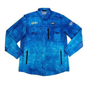 Pelagic Eclipse Guide Shirt Mens Size L Blue Long Sleeve Vented Offshore Gear