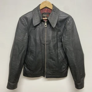 70s Leather Jacket Men’s Small Slim Highwayman Biker Vintage Rock Indie Sleeze - Picture 1 of 15