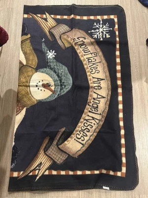 G.A. Anderson Snowman Fleece Throw Blanket “Snowflakes Are Angel Kisses” - Image 1 of 4