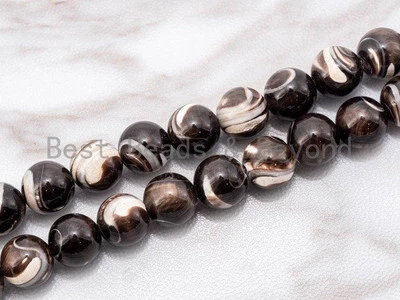 Natural Mother of Pearl beads, 8mm/10mm Brown Plated Mother of Pearl Round - Image 1 of 4