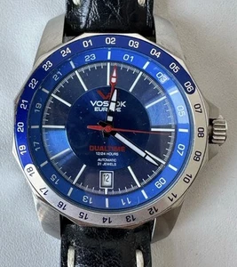 Vostok Europe Men Watch Dual Time Automatic 31 Jewels 40mm WR 10ATM All SS - Picture 1 of 11