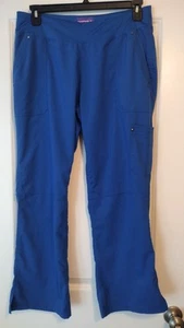 Purple Label Yoga Scrub Pants Medical Uniform Royal Blue Pull On Elastic Sz LP - Picture 1 of 6