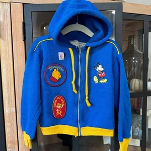 70s Vintage Disney toddler hoodie embroidered patches winnie the pooh mickey boy - Picture 1 of 8