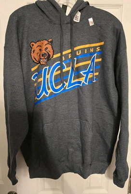 UCLA Bruins Bears Pullover Hoodie Long Sleeve Mens Large Dark Grey Spellout New - Image 1 of 4