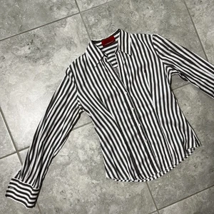 Carolina Herrera Long Sleeve Button Front Shirt Blouse Brown White Striped sz 8 - Picture 1 of 24
