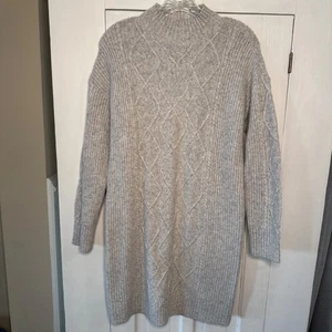 LOFT Damen Pulloverkleid mittelgrau Zopfmuster Stehkragen lässig warm - Bild 1 von 5