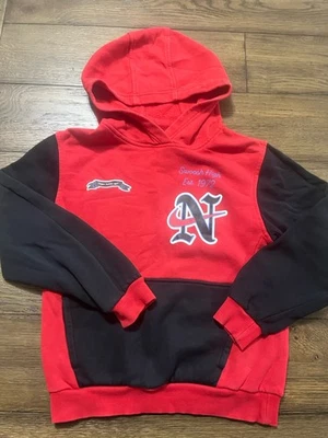 Nike Youth Swoosh High Hooded Sweatshirt Size Red Black Blue Colorblock - Image 1 of 4