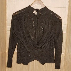 Onetheland Womens Grey Cable Knit Faux Wrap Open Front Sweater Medium - Picture 1 of 8