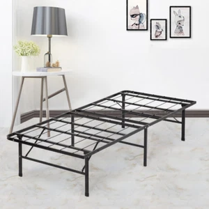 New Modern Bi-Fold Folding Platform Metal Bed Frame Mattress Foundation BF - Picture 1 of 33