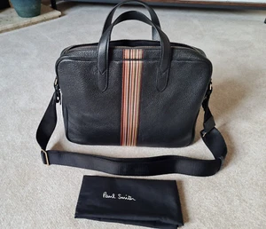 PAUL SMITH Signature Stripe Black Business Folio Briefcase Bag Brand New +Tags - Picture 1 of 8