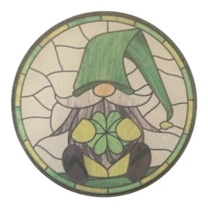 8” Round Tempered Glass Cutting Board~StainGlass Gnome~St Patrick’s Day~Kitchen - Picture 1 of 1