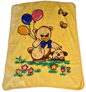 VTG Yellow Teddy Bear Balloons & Puppy Dog Butterfly Plush RARE HTF Korean? - Picture 1 of 7