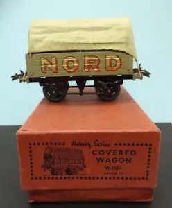 HORNBY SERIES 1930-33 O GAUGE BOXED TINPLATE NORD COVERED WAGON 2nd VERSION - Foto 1 di 9