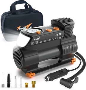 TowerTop Reifenfüller Luftkompressor: 2x schnellere strapazierfähige Autoreifenpumpe 12V 1 - Bild 1 von 6