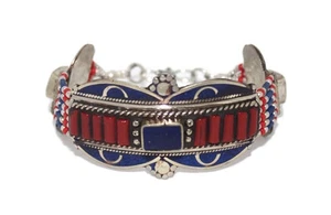 Coral Bracelet tibet Bracelet Silver Bracelet Tribal Bracelet Boho Gypsy  - Picture 1 of 4