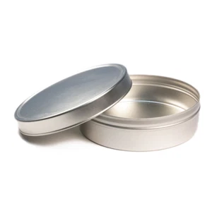 6 Metal 8 oz./4" Empty Seamless Slip Cover Flat Tins/ Spice & Tea Containers - Picture 1 of 4