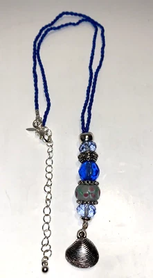 Avon Necklace Sea Life Beaded Chic Y Blue Beads and Silver Tone Shell - Image 1 of 4