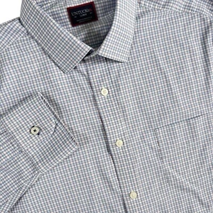 UNTUCKit Performance Button Up Shirt Men's Large Blue Pink Plaid Stretch Classic - Picture 1 of 5