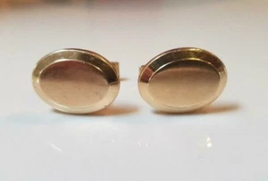 14ct Yellow Gold oval, swivel back cufflinks - Picture 1 of 4