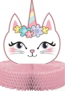 Sassy Caticorn Honeycomb Centerpiece 12" x 9" Paper Cat Party Tableware Supplies - Picture 1 of 1
