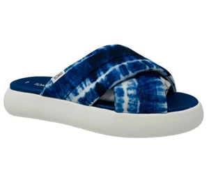 Nuevo TOMS Mujer Talla 8M Alpargata Malva Crossover Azul Marino Batik Deslizantes Nuevo en Caja - Imagen 1 de 9