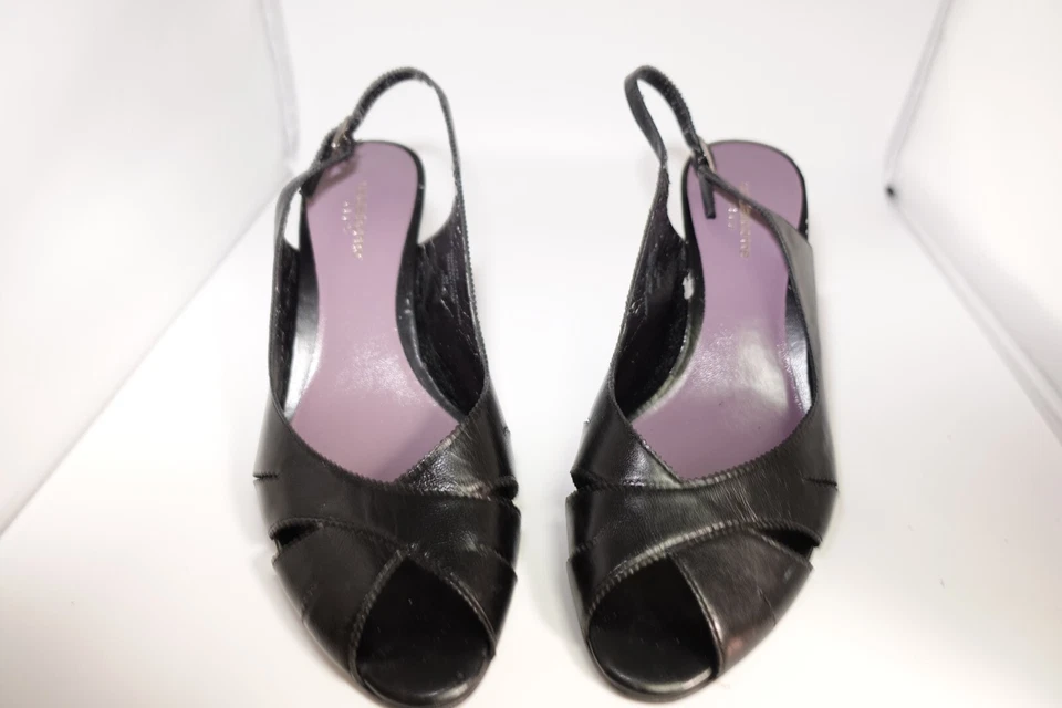 Zapatos de salón Liz Claiborne para mujer negros clásicos con honda trasera de cuero talla 8 medianos tacón de 2,5 pulgadas Foto 1 de 4