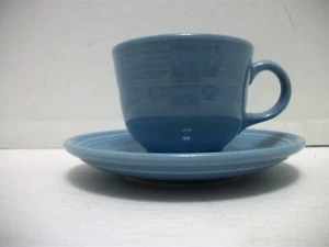 Vtg Homer Laughlin Fiesta Ware Medium BLUE CUP & SAUCER Lead Free - Picture 1 of 8