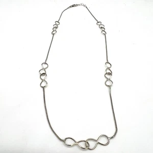 Infinity Link Box Chain Necklace Silver 925 3.2 Grams - Picture 1 of 7