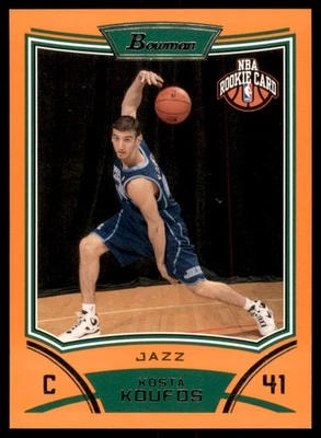 2008-09 BOWMAN ORANGE KOSTA KOUFOS RC /299 UTAH JAZZ #132 EX-EXMT+ - Image 1 of 2