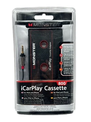 Monster Cassette Tape Adapter 3ft iCarPlay 800 for iPod iPhone, NEW & SEALED - Image 1 of 2