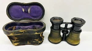 Antique Opera Glasses Binoculars In Original Leather Case - Picture 1 of 10