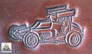 Detaillierte Dirt Track Sprint Auto Prägeplatte Leder Stempel Outlaw Serie #3 - Bild 1 von 2