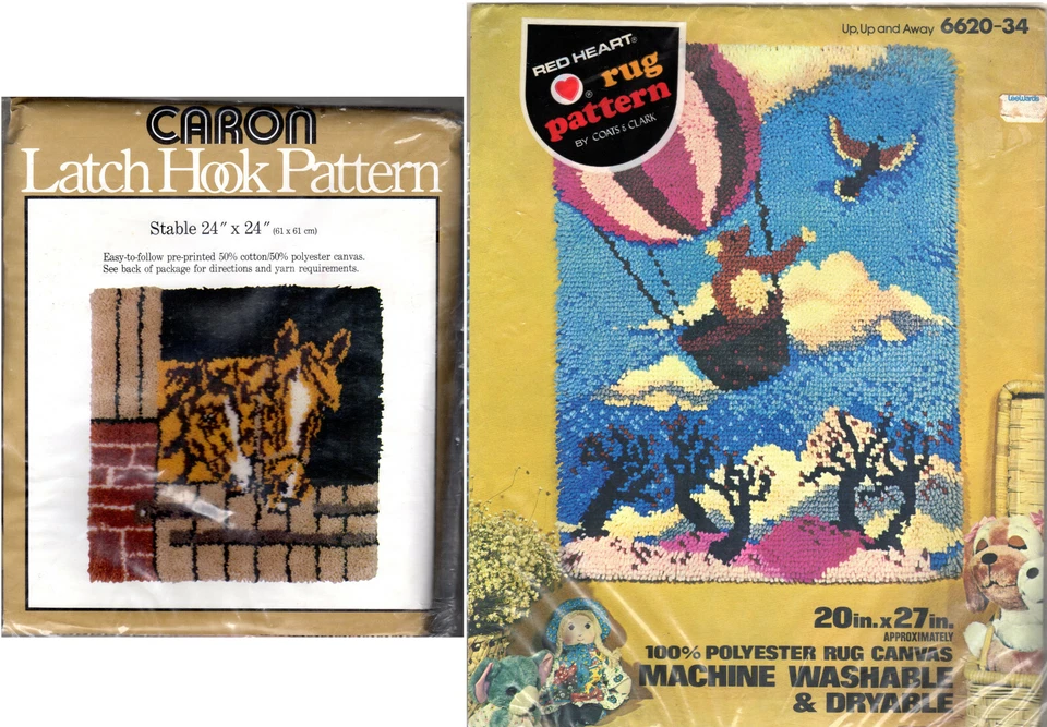 CHOICE: LATCH HOOK Printed Canvas Pattern Caron-Stable; Red Heart-Up Up & Away - Image 1 of 1