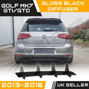 GLOSS BLACK REAR DIFFUSER FOR VW GOLF MK7 GTI GTD (2012 - 2016) - Picture 1 of 5