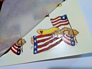 Vintage Water Transfer Ceramic Decals 4 Medium American Flag Angel - Picture 1 of 2