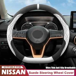 For Nissan Qashqai X-Trail MAXIMA Rouge Suede Anti Slip Car Steering Wheel Cover - Picture 1 of 12