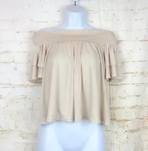 Top Lulus donna M avorio spalle scoperte swing crop maniche corte contadino boho - Foto 1 di 16