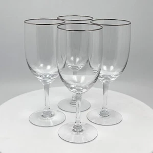 Fostoria Glass Water Goblet Invitation Clear Platinum Rim 7in 4Pc Set - Picture 1 of 6