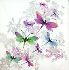 M425# 3 x tissus en papier simple découpage serviettes violettes libellules troupeau