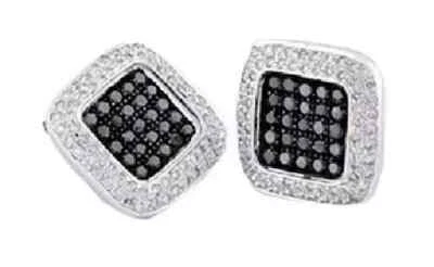 Gemelos para hombre corte redondo de 3 quilates con diamante negro creado en laboratorio enchapado en oro blanco de 14 quilates Foto 1 de 3