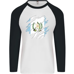Camiseta de béisbol Torn Guatemala Bandera Día de Guatemala Fútbol Hombre L/S - Imagen 1 de 9
