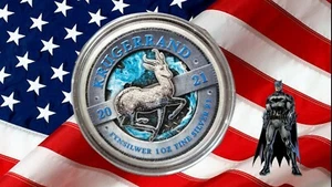 KRUGERRAND Ice Power 1 Oz Silver Coin 1 Rand South Africa 2021 - Picture 1 of 4