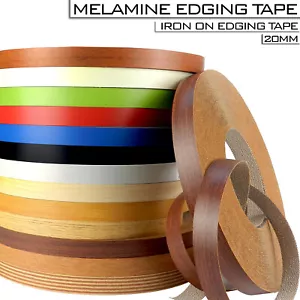 Furniture Edging Tape Iron On Pre Glued Melamine Strips Veneer Real Wood 20mm - Picture 1 of 50