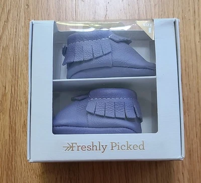 NUEVO Mocasines Recién Elegidos Talla 1 Cuero Piedra Ciudad Gris Bebé Niña Niño Foto 1 de 4