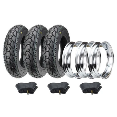 3x Kenda Ganzjahresreifen Kompletträder 100/90-10 M+S für Piaggio Ape  - Bild 1 von 4