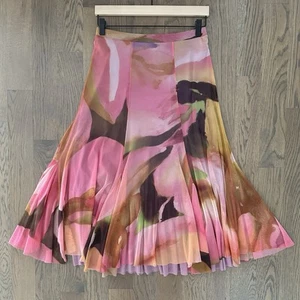 Fuzzi Melange Print Batik Midi Rüschen Mesh Rock in Pink Multicolor Medium - Bild 1 von 8