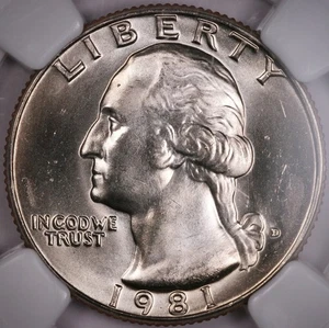 1981 D Washington 25c NGC MS67 - TOP POP , Gorgeous! - Picture 1 of 14