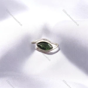 Venta de Halloween Marquesa Verde Amatista Piedras Preciosas Plata 925 Nueva Banda Anillo Joyería - Imagen 1 de 5